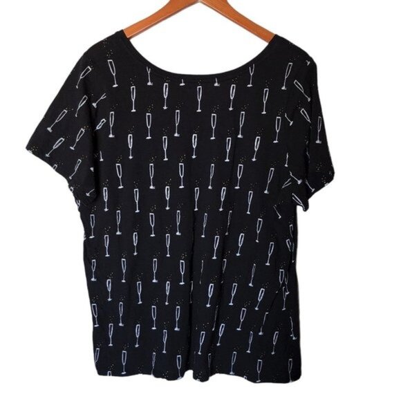 Lane Bryant Black Champagne Flute‎ Print Short Sleeve Tee Plus Size 18 20 - Picture 7 of 8